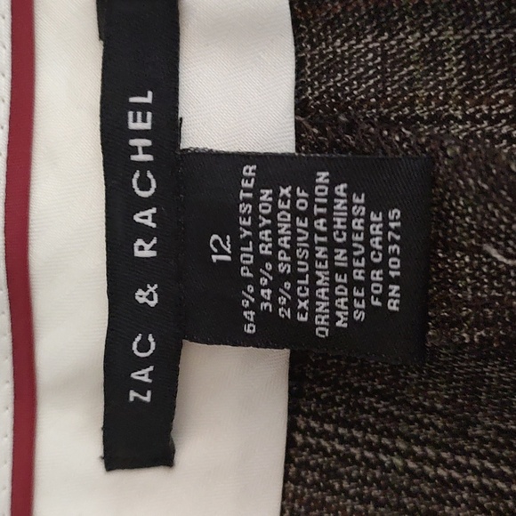 Brown Small Plaid Cuffed Zac & Rachel Work / Dress Pants sz 12 - Picture 6 of 6
